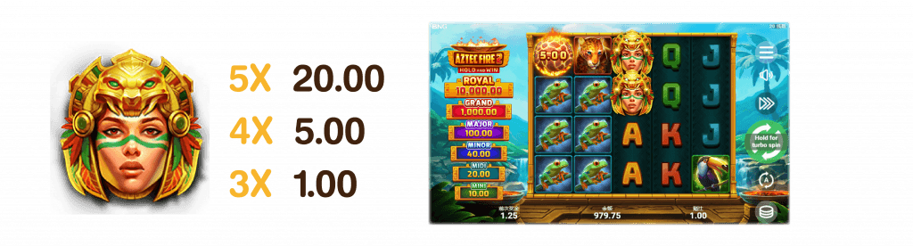 BNG電子老虎機烈焰阿茲特克2集鴻運 百搭符號