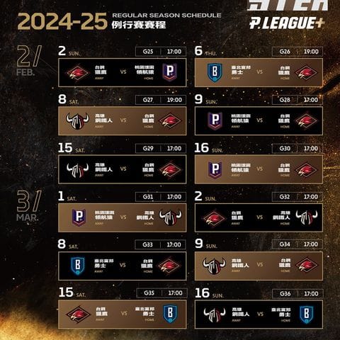 P. LEAGUE+第五季：跨年、春節不間斷！精彩賽事等你來