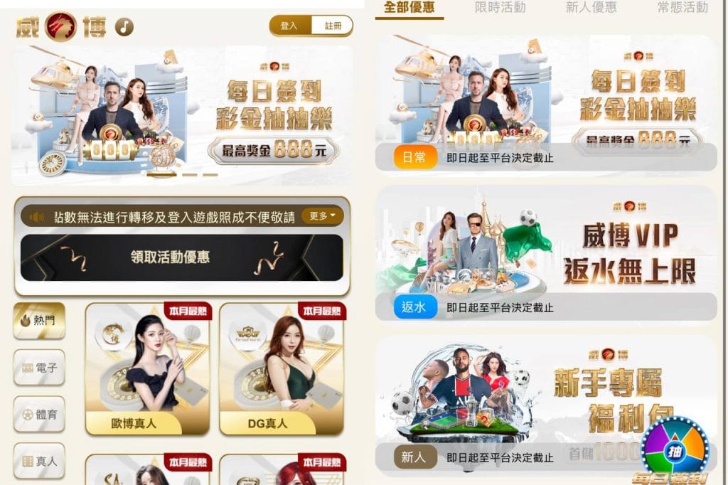 威博娛樂城優惠內容